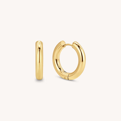 Thick Hoop Huggie Earrings - 18k Gold Plated