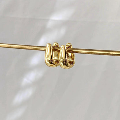 Teardrop Dome Hoop Earrings - 18k Gold Plated