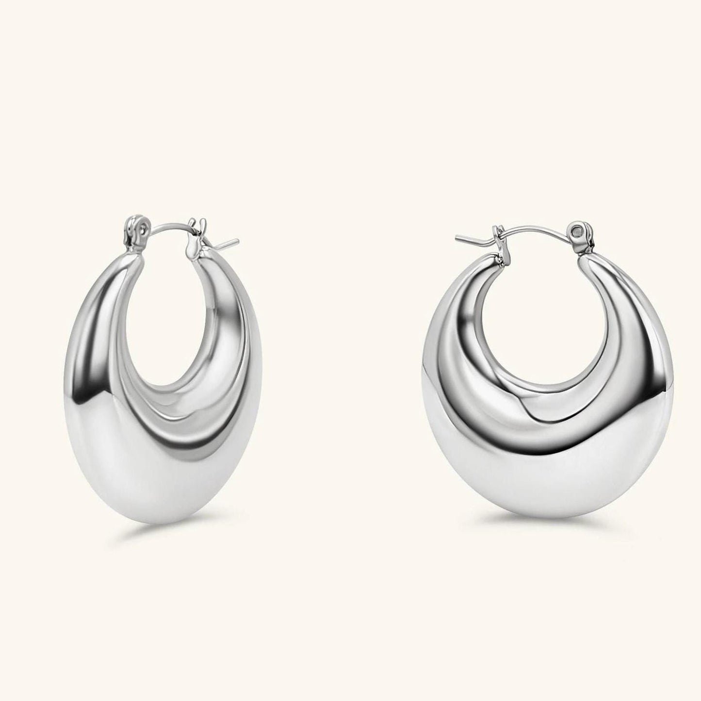 Chunky Hollow Hoop Earrings - 18k Gold Plated