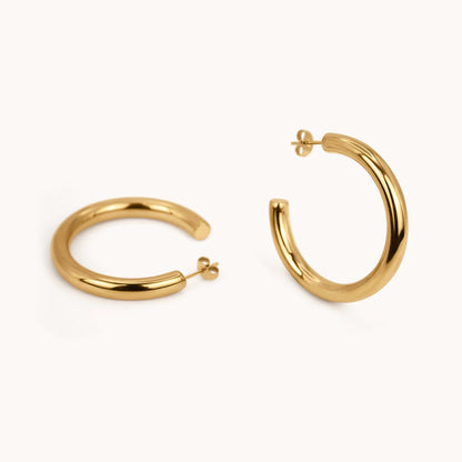 Gold Medium Hoop Earrings - 18k Gold Plated