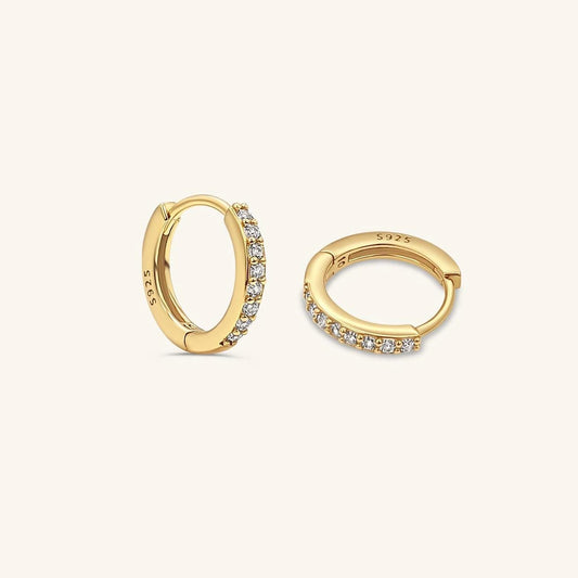 Pave Diamond Huggie Earrings - 18k Gold Vermeil