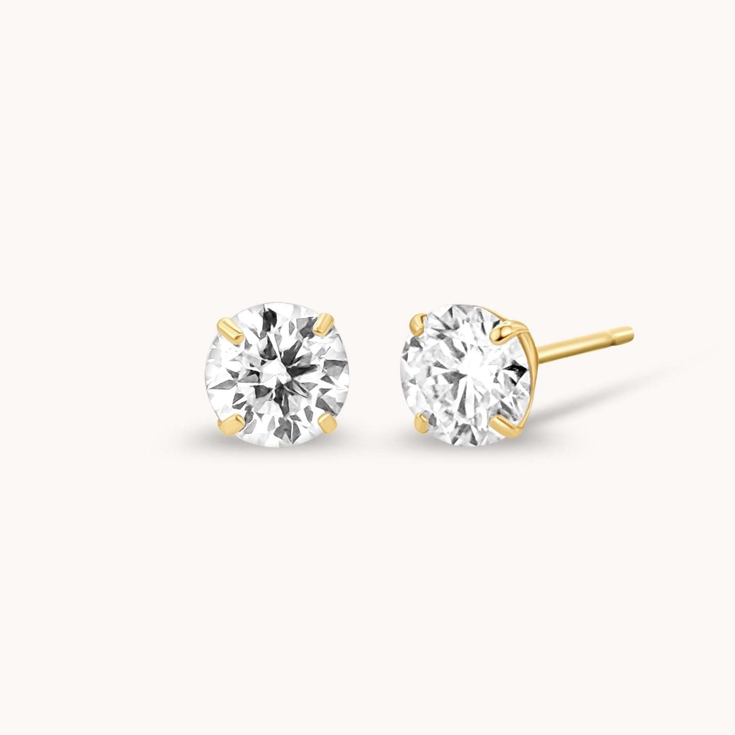 Diamond Moissanite Studs - 14k Solid Gold