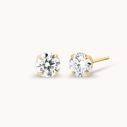 Diamond Moissanite Studs - 14k Solid Gold