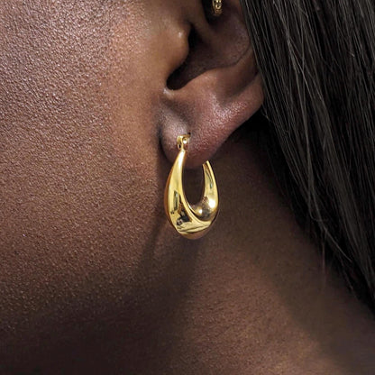 Thick Gold Filled Oval Hoop Earrings