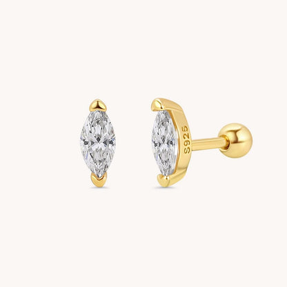 Marquise Diamond Stud Earrings - 18k Gold Vermeil
