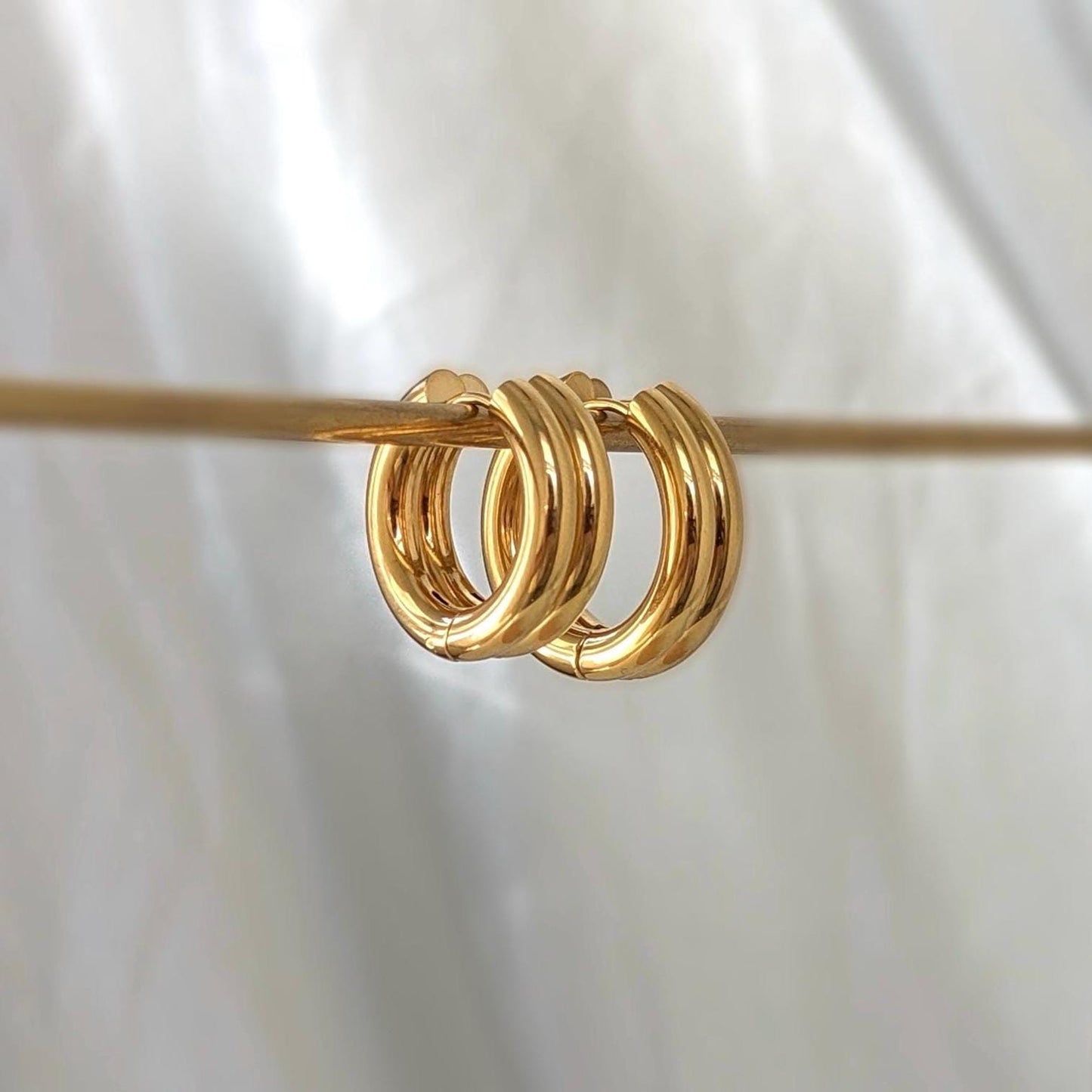 Thick Hoop Huggie Earrings - 18k Gold Plated