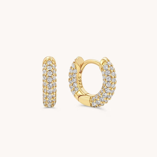 Pave Diamond Huggies - 18k Gold Vermeil, CZ