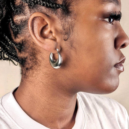 Chunky Hollow Hoop Earrings - 18k Gold Plated
