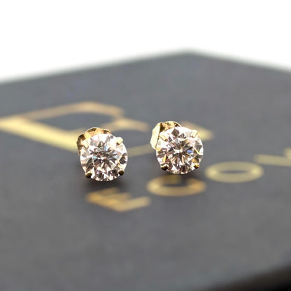 Diamond Moissanite Studs - 14k Solid Gold