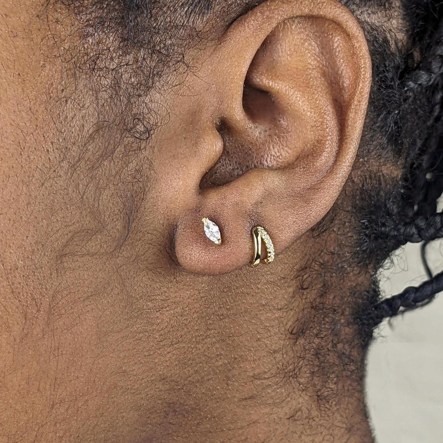 Marquise Diamond Stud Earrings - 18k Gold Vermeil
