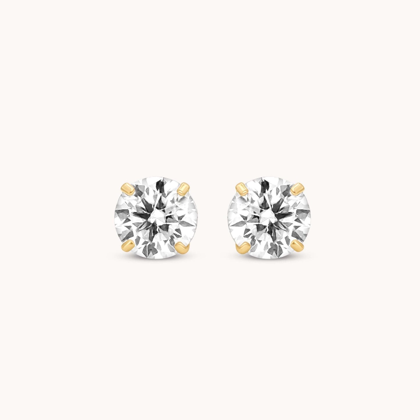 Diamond Moissanite Studs - 14k Solid Gold