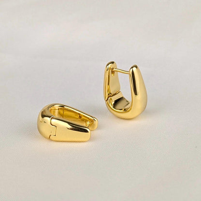 Teardrop Dome Hoop Earrings - 18k Gold Plated