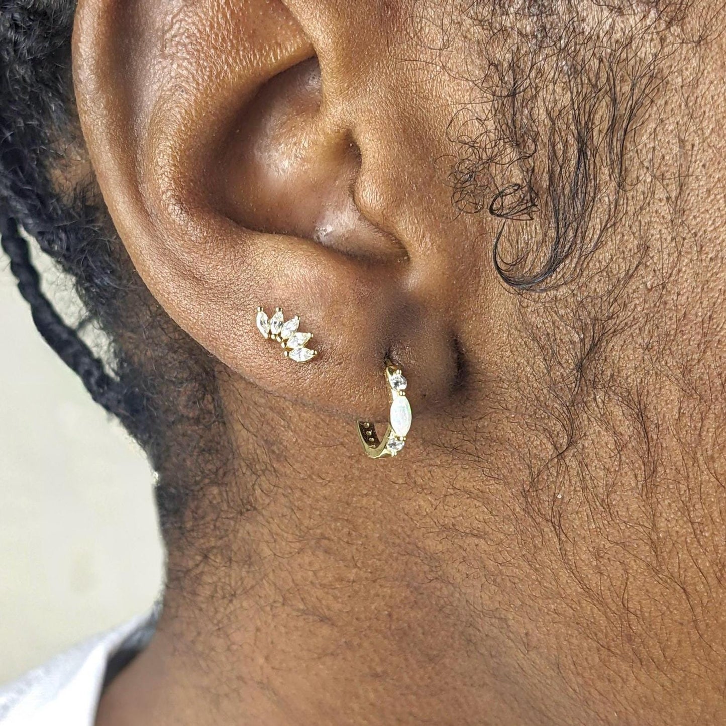 Marquise Diamond Stud Earrings - 18k Gold  Vermeil