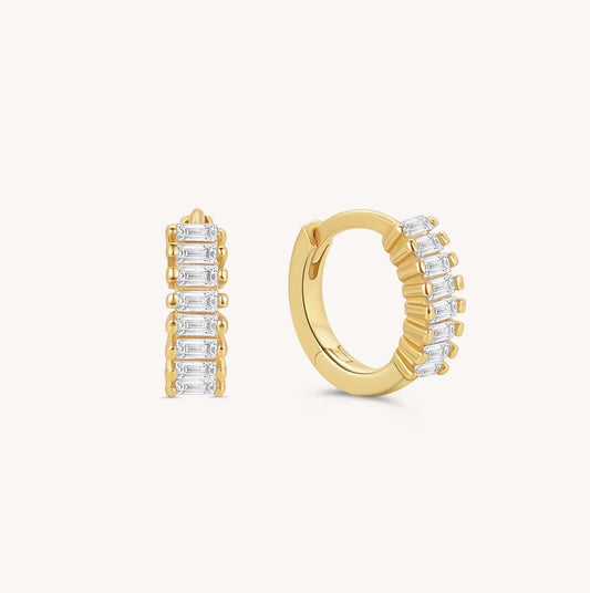 Baguette Huggie Earrings - 18k Gold Vermeil