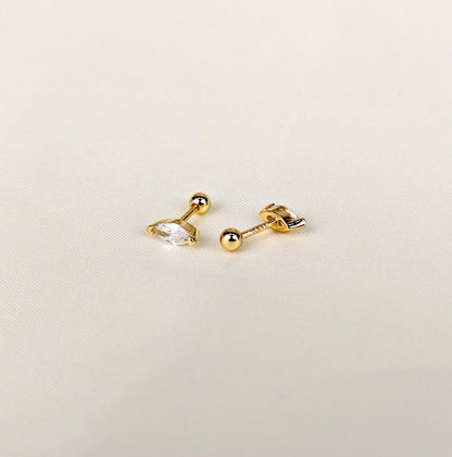 Marquise Diamond Stud Earrings - 18k Gold Vermeil