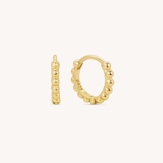 Ball Beaded Huggie Earrings - 18k Gold Vermeil