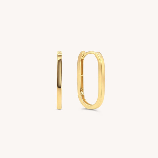Oval Paperclip Earrings - 14k Solid Gold
