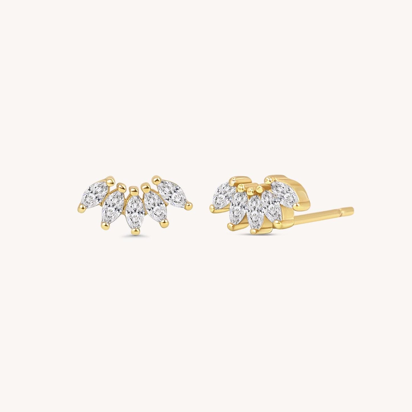 Marquise Diamond Stud Earrings - 18k Gold  Vermeil