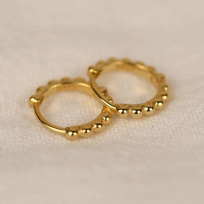 Ball Beaded Huggie Earrings - 18k Gold Vermeil