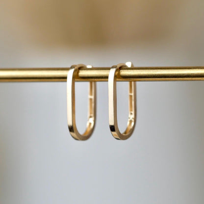 Oval Paperclip Earrings - 14k Solid Gold