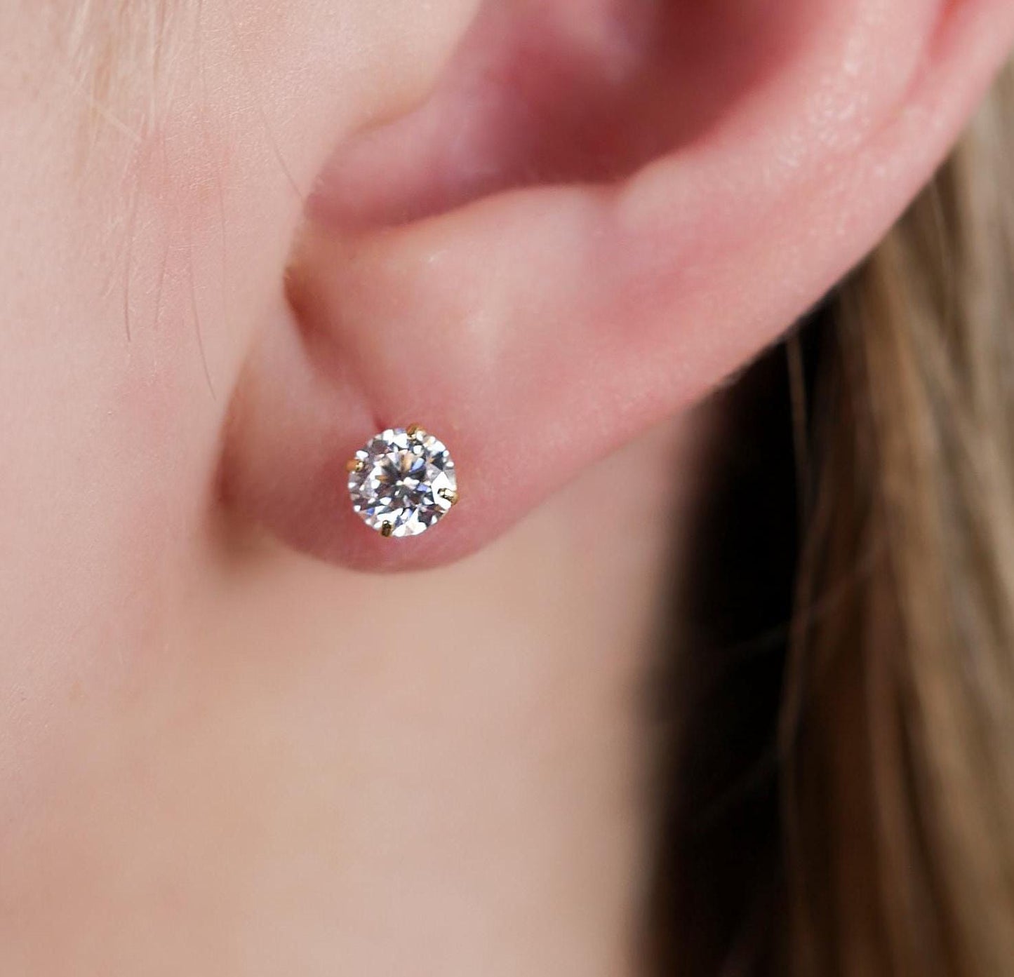 Diamond Moissanite Studs - 14k Solid Gold