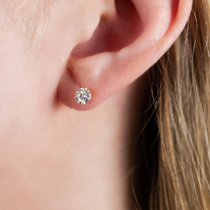 Diamond Moissanite Studs - 14k Solid Gold