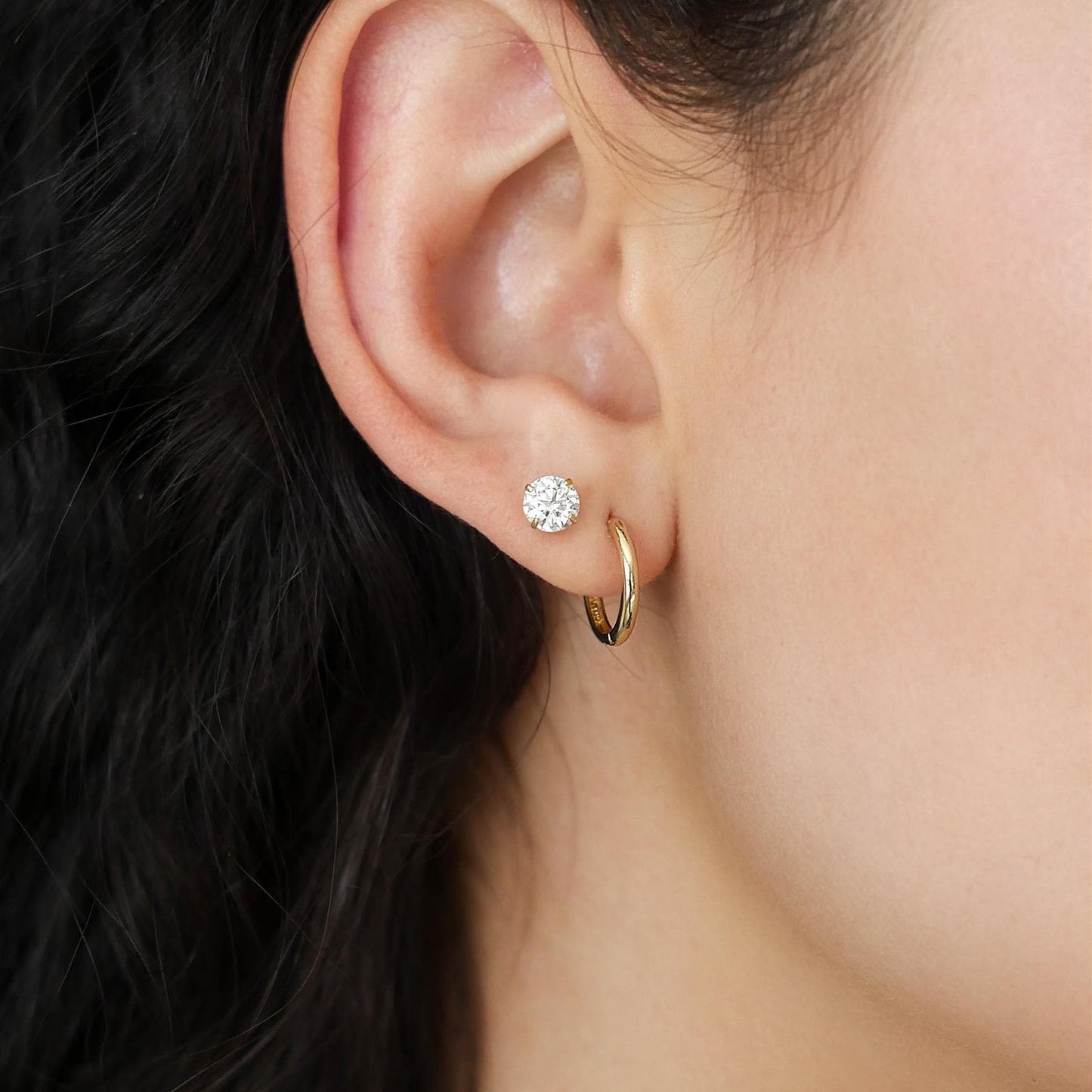 Diamond Moissanite Studs - 14k Solid Gold