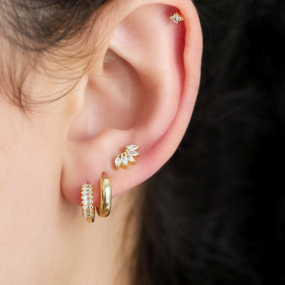 Baguette Huggie Earrings - 18k Gold Vermeil