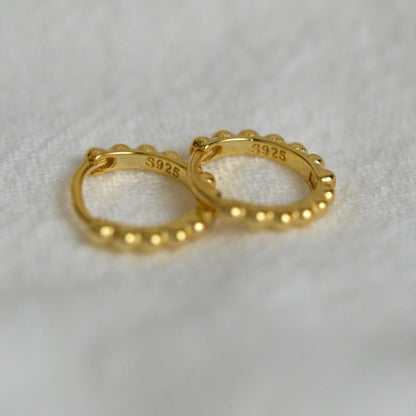 Ball Beaded Huggie Earrings - 18k Gold Vermeil