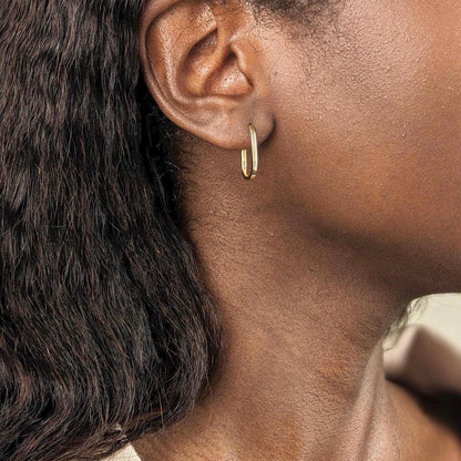 Oval Paperclip Earrings - 14k Solid Gold