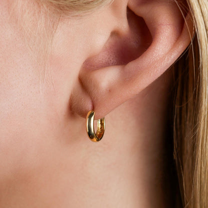 Bold Huggie Hoop Earrings - 14k Solid Gold