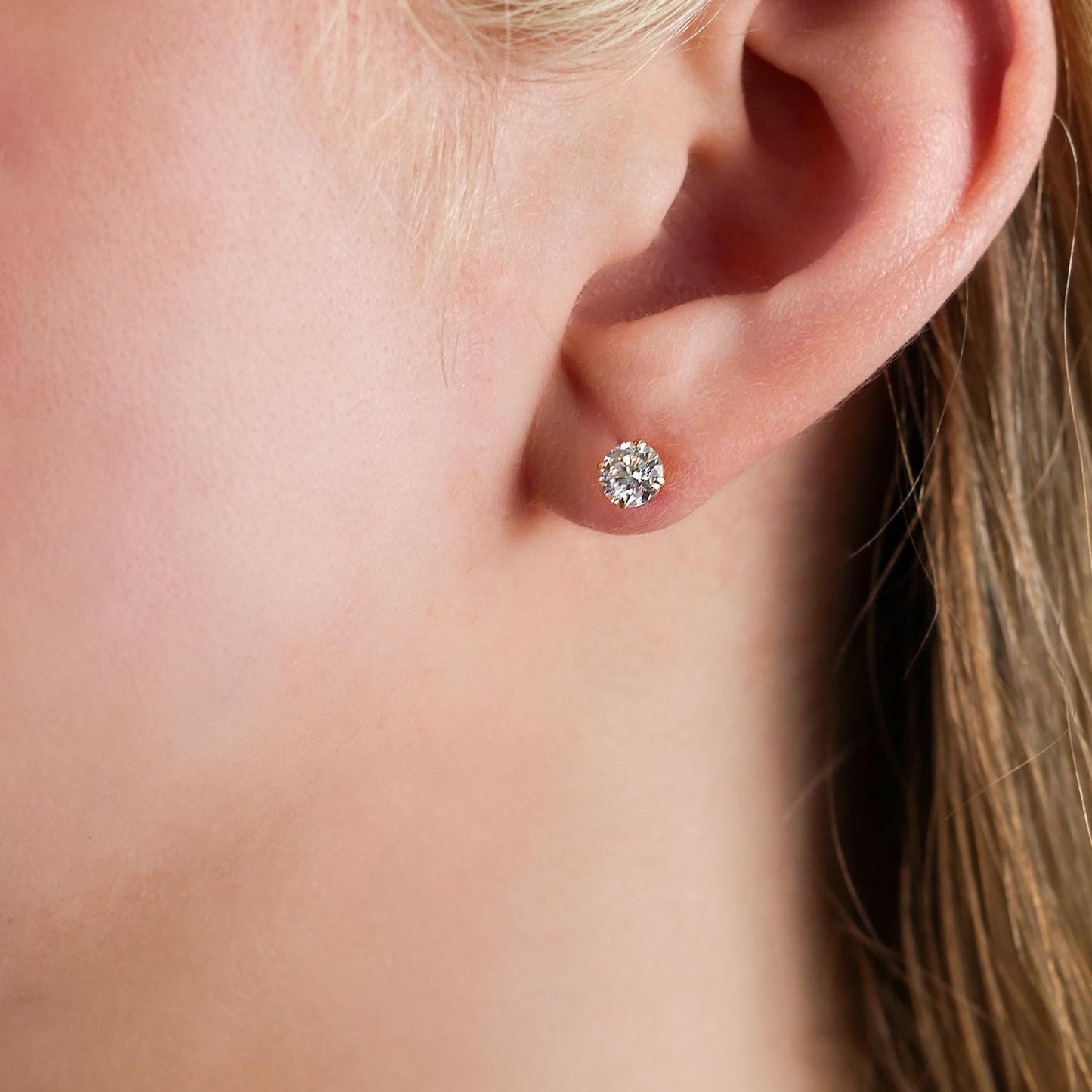 Diamond Moissanite Studs - 14k Solid Gold