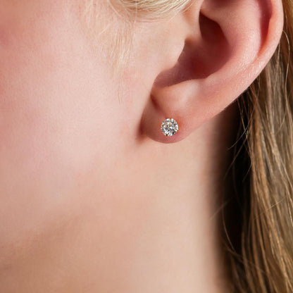Diamond Moissanite Studs - 14k Solid Gold