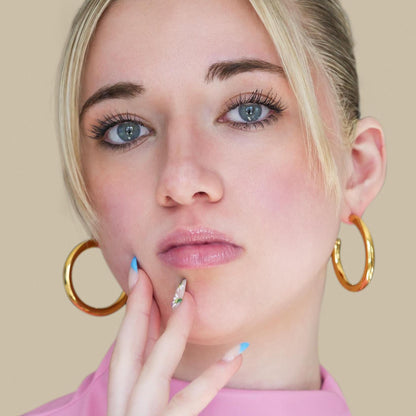 Gold Medium Hoop Earrings - 18k Gold Plated