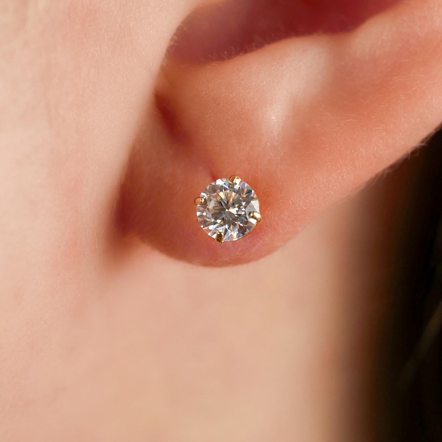 Diamond Moissanite Studs - 14k Solid Gold