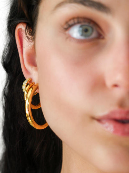 Gold Medium Hoop Earrings - 18k Gold Plated