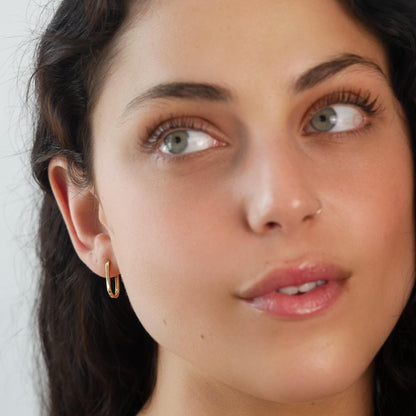 Oval Paperclip Earrings - 14k Solid Gold
