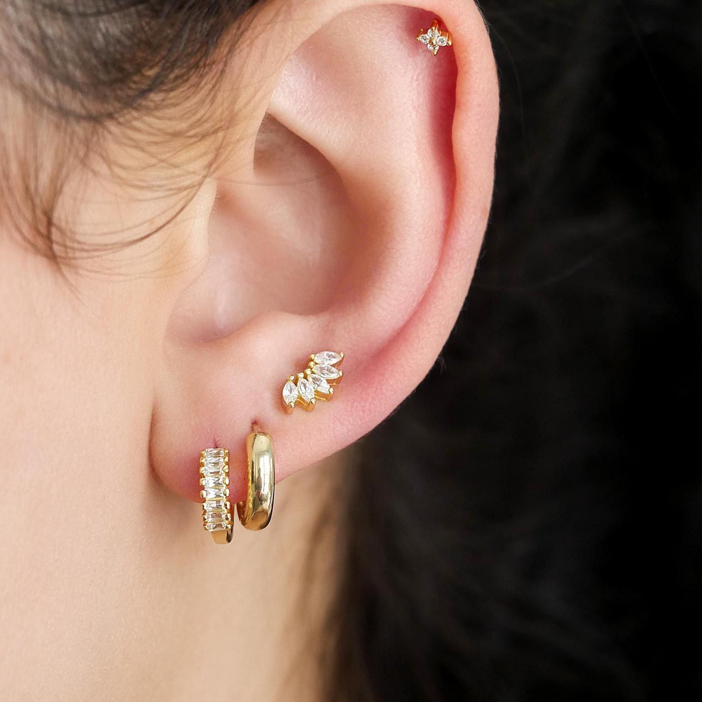 Bold Huggie Hoop Earrings - 14k Solid Gold