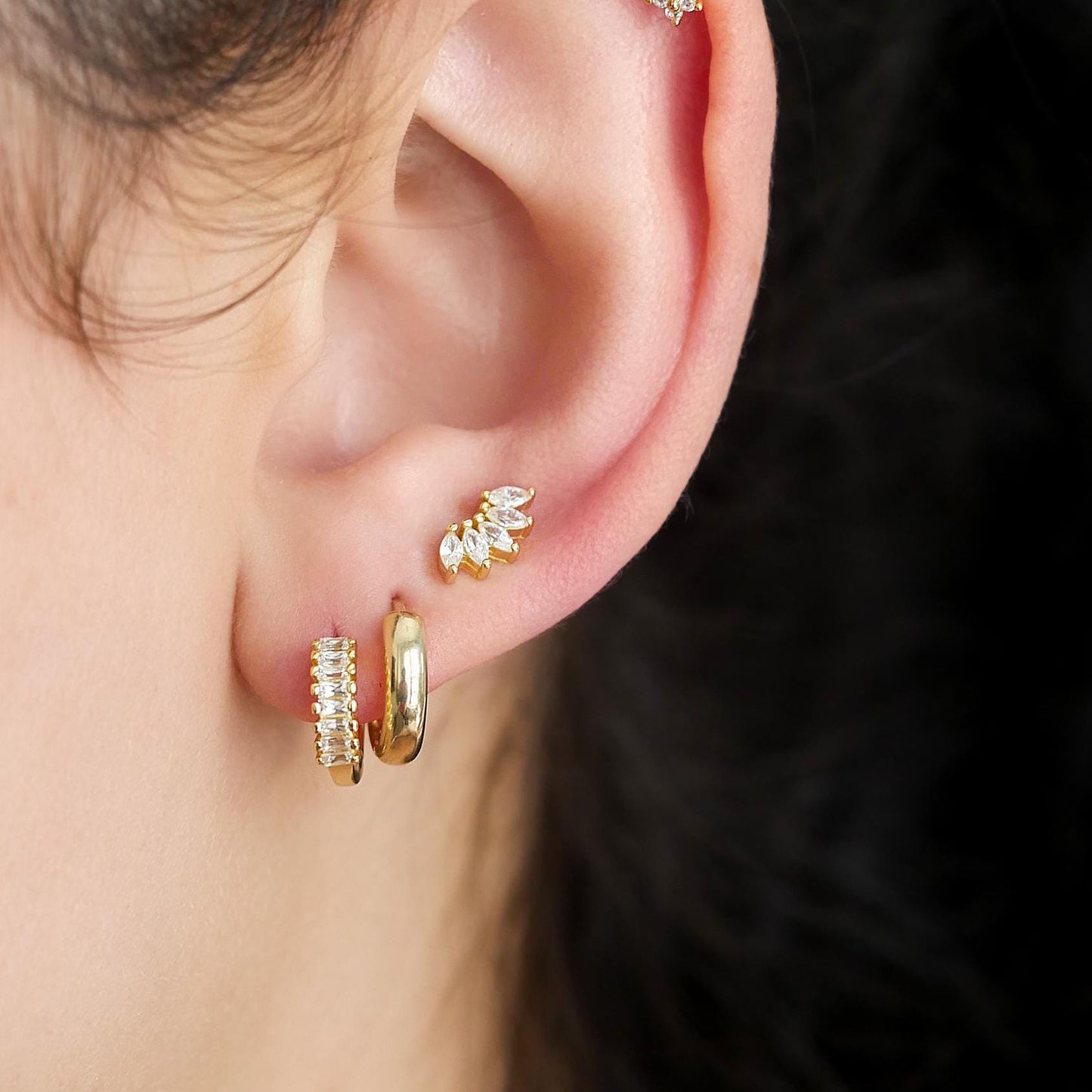 Marquise Diamond Stud Earrings - 18k Gold  Vermeil