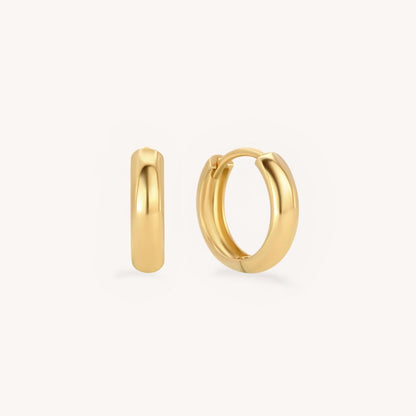 Bold Huggie Hoop Earrings - 14k Solid Gold