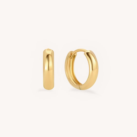 Bold Huggie Hoop Earrings - 14k Solid Gold