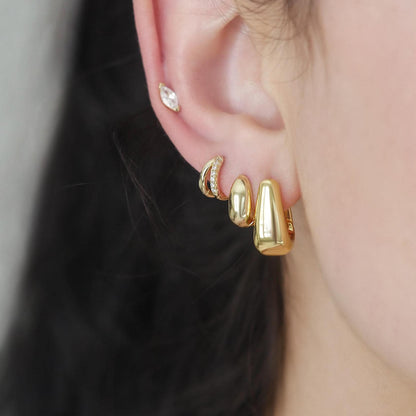 Teardrop Dome Hoop Earrings - 18k Gold Plated