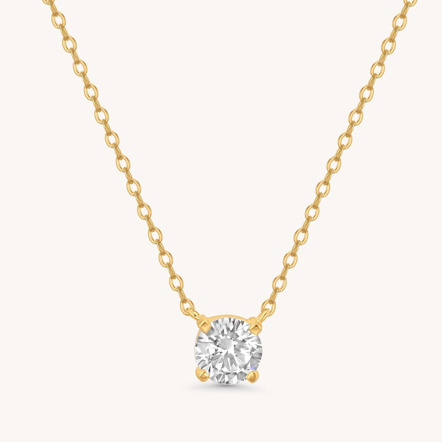 Diamond Solitaire Necklace - 14k Gold Vermeil