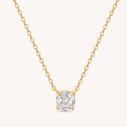 Diamond Solitaire Necklace - 14k Gold Vermeil