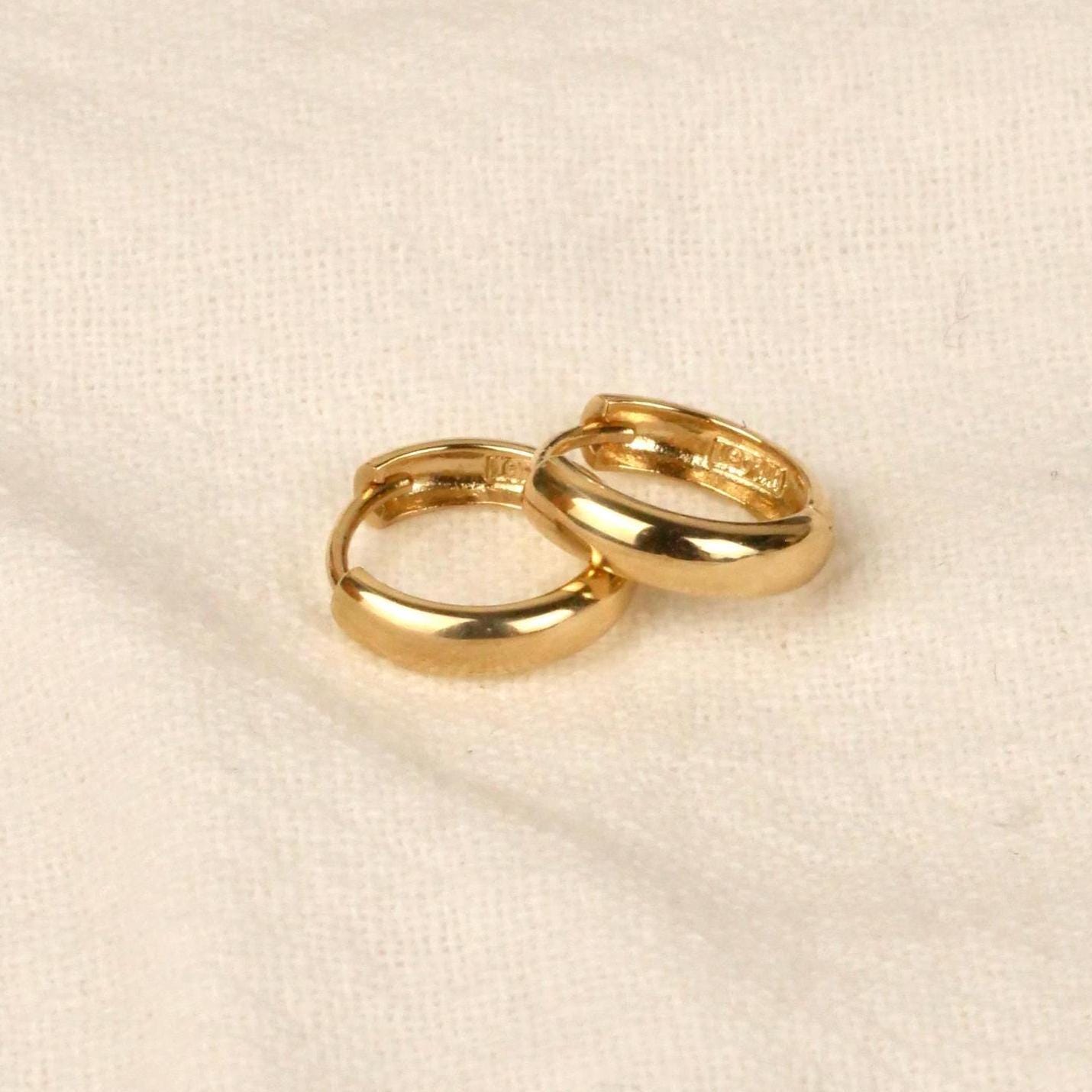 Bold Huggie Hoop Earrings - 14k Solid Gold