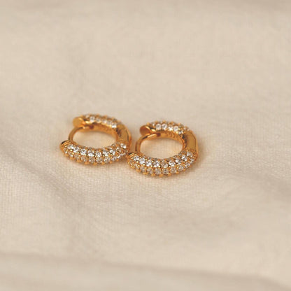 Pave Diamond Huggies - 18k Gold Vermeil, CZ
