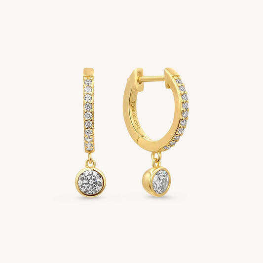 Diamond Solitaire Earrings - Gold Vermeil