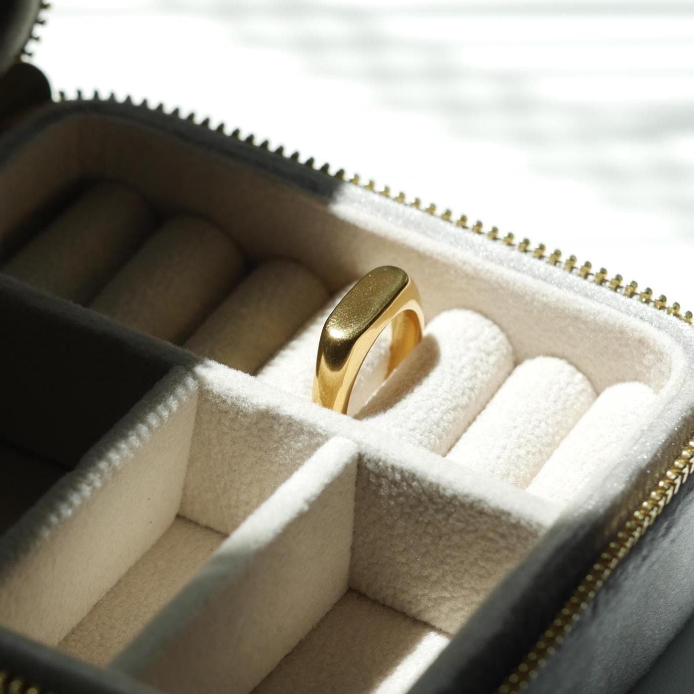 Gold Statement Signet Ring - 18k Gold, Stainless Steel