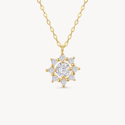 Diamond Moissanite Snowflake Necklace - 18k Gold Vermeil