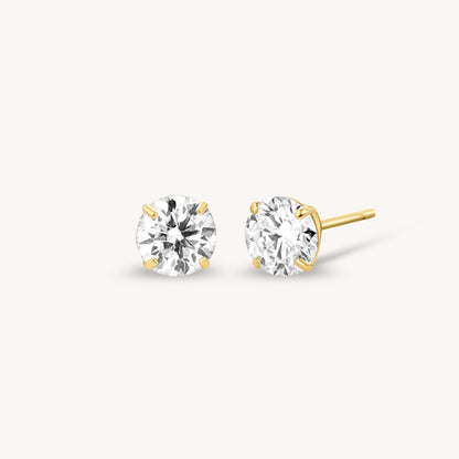 Diamond Moissanite Studs - 14k Solid Gold